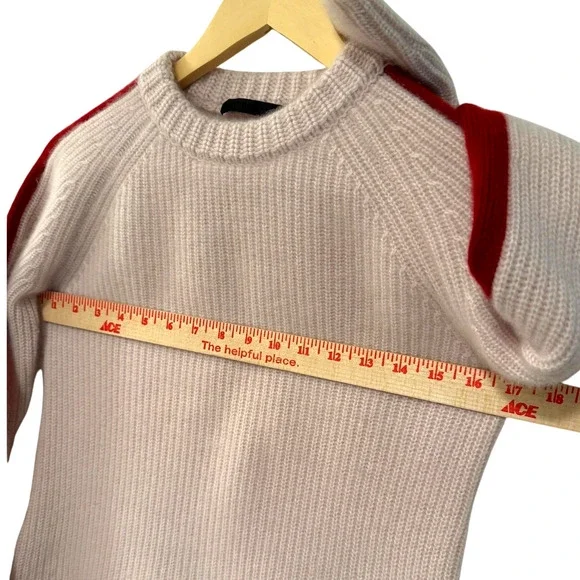 Jenni Kayne XS Iconic 100% Cashmere Fisherman Sweater $425 Light Pink Red Stripe - Picture 7 of 8
